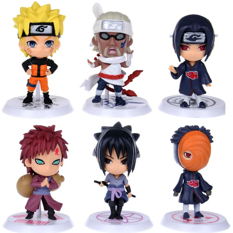 

Фигурки героев аниме, 6 шт., 7 см, Hinata Kakashi Sasuke кукла Сакура, милые аниме веера из ПВХ, Коллекционные сувениры, куклы, украшение для автомобиля