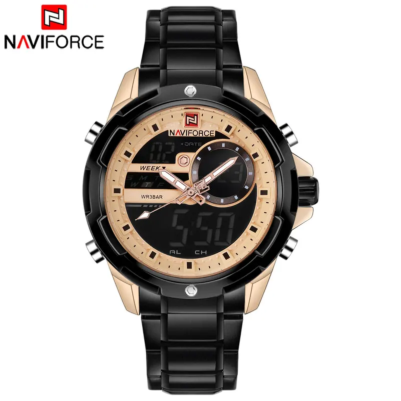 2018 NAVIFORCE Лидирующий бренд мужские спортивные часы водонепроницаемые стальные