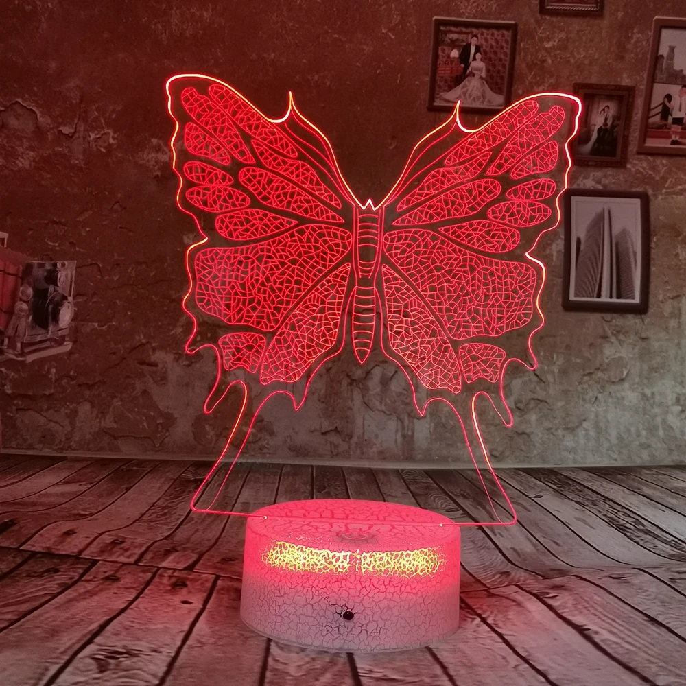 Прямая поставка красивый RGB Бабочка 3D светодиодный ночник цветной 7 видов цветов