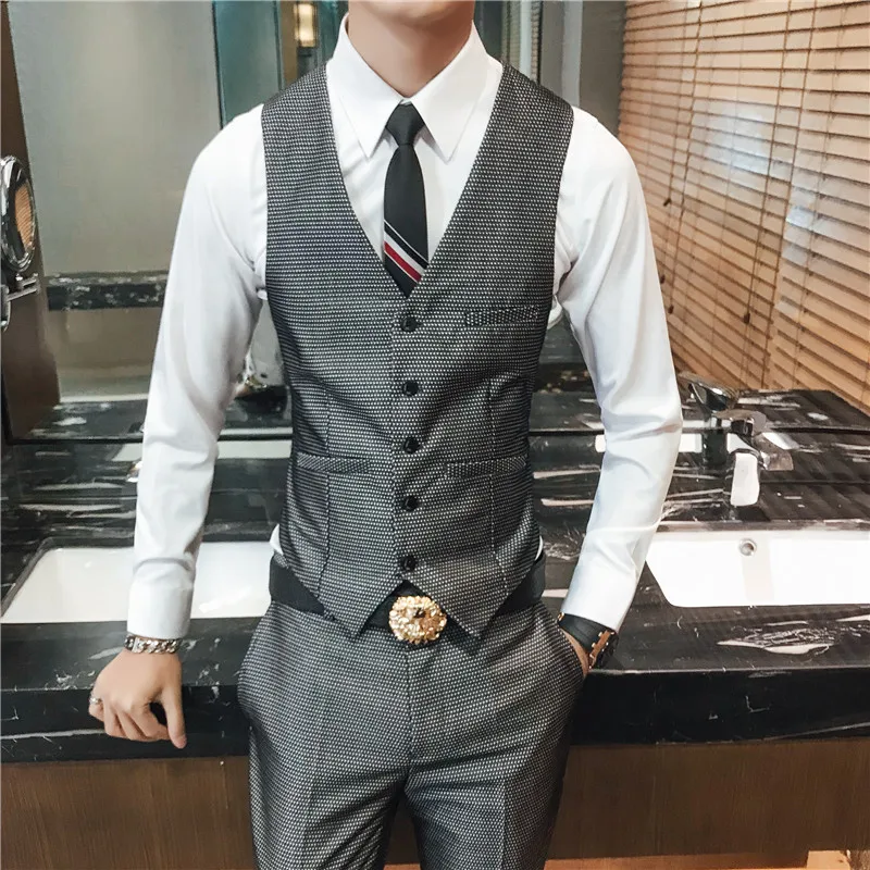 High quality vest men + pants business casual mens Waistcoat vests Slim fit S M L XL XXL XXXL | Мужская одежда