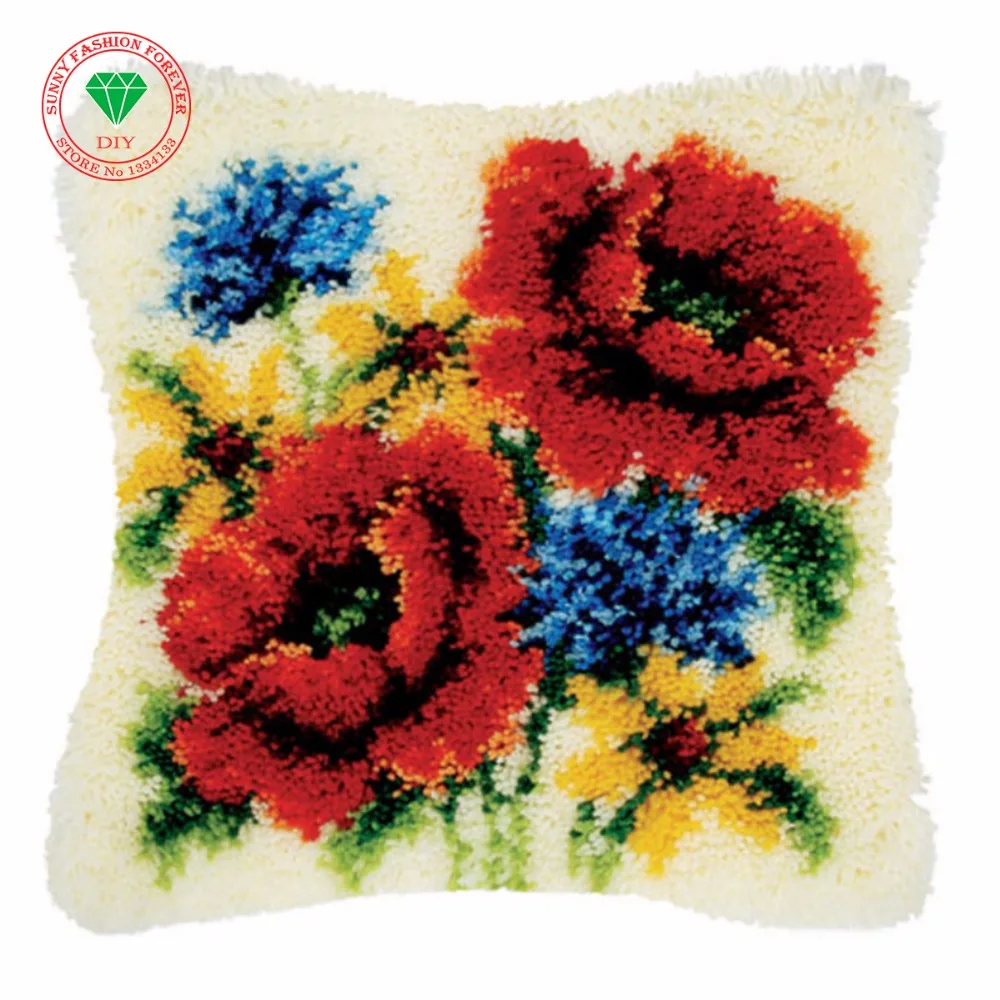 Цветочная наволочка подушка для рукоделия сделай сам вышивка Лоскутная Пряжа