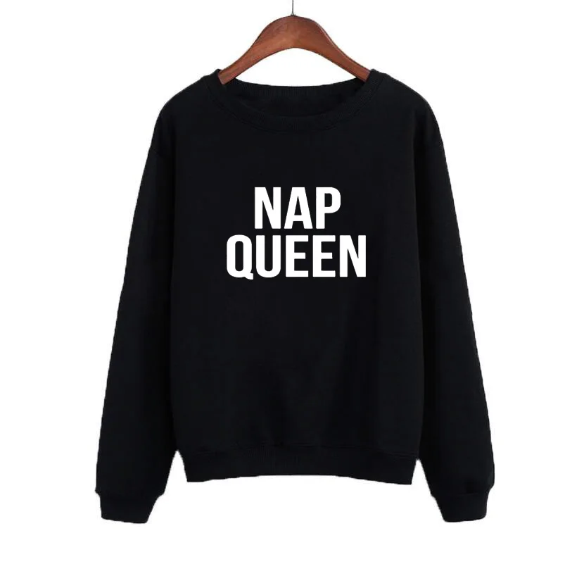 

2019 Autumn Fashion Women Hoodies Sweatshirts NAP QUEEN Letters Print O-neck Pullovers Casual Women Tracksuit Moleton Feminina