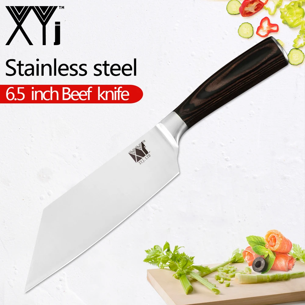 XYj Chef's Kitchen Knife 4Cr13 Stainless Steel Nakiri Knives Cut Color Wood Handle German Tool Beef Cleaver Knives|Кухонные ножи| |