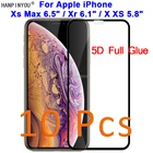 10 шт.лот для Apple iPhone Xs Max 6,5 дюймаXr 6,1 дюймаX XS 5D полное клеевое Покрытие Закаленное стекло пленка защита экрана