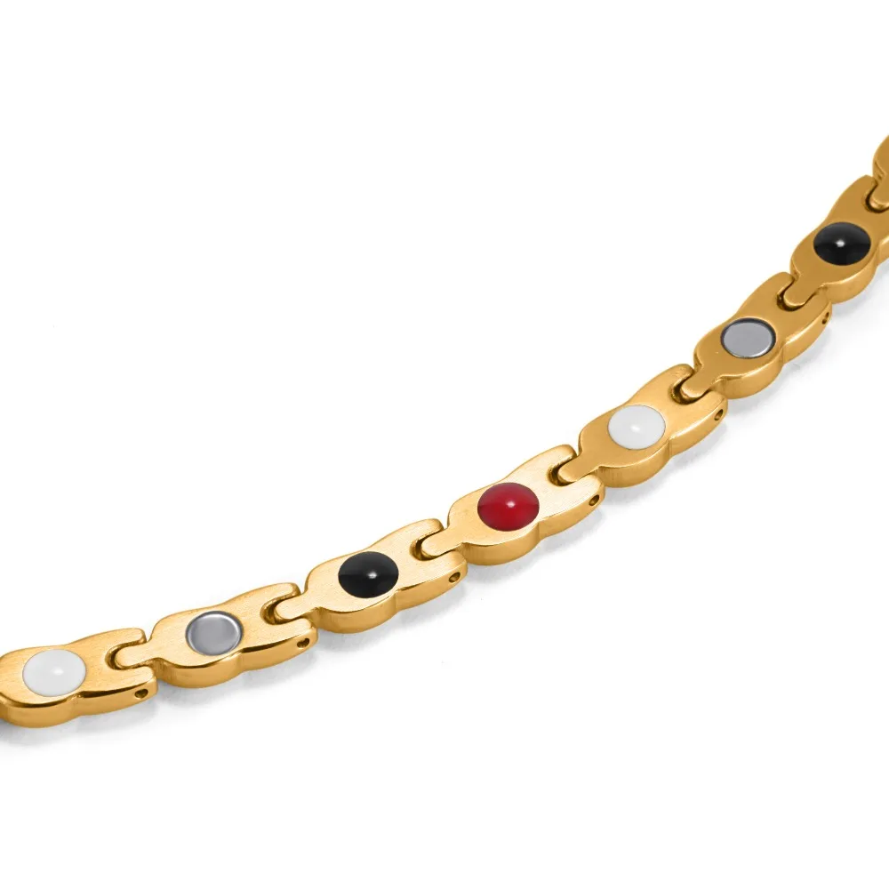 Rainso Для женщин Нержавеющая сталь браслет золото магнитный Jewelry Pulceras для германий