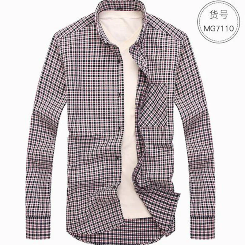 Мужская Фланелевая рубашка Camisa модная в клетку с длинными рукавами и отложным