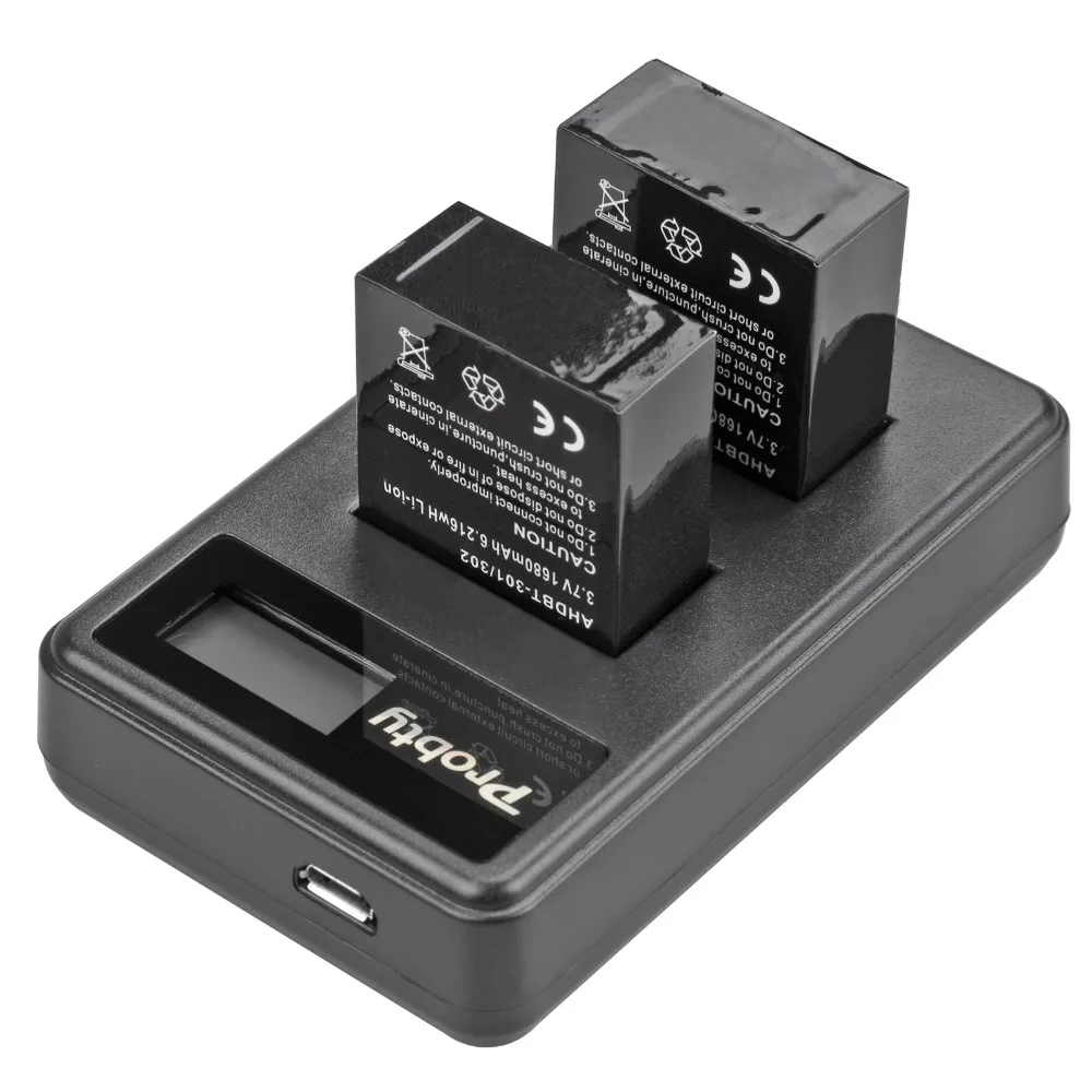 4 шт. аккумулятор 1680 мАч для GoPro Hero3 + зарядное устройство с ЖК-дисплеем Hero 3