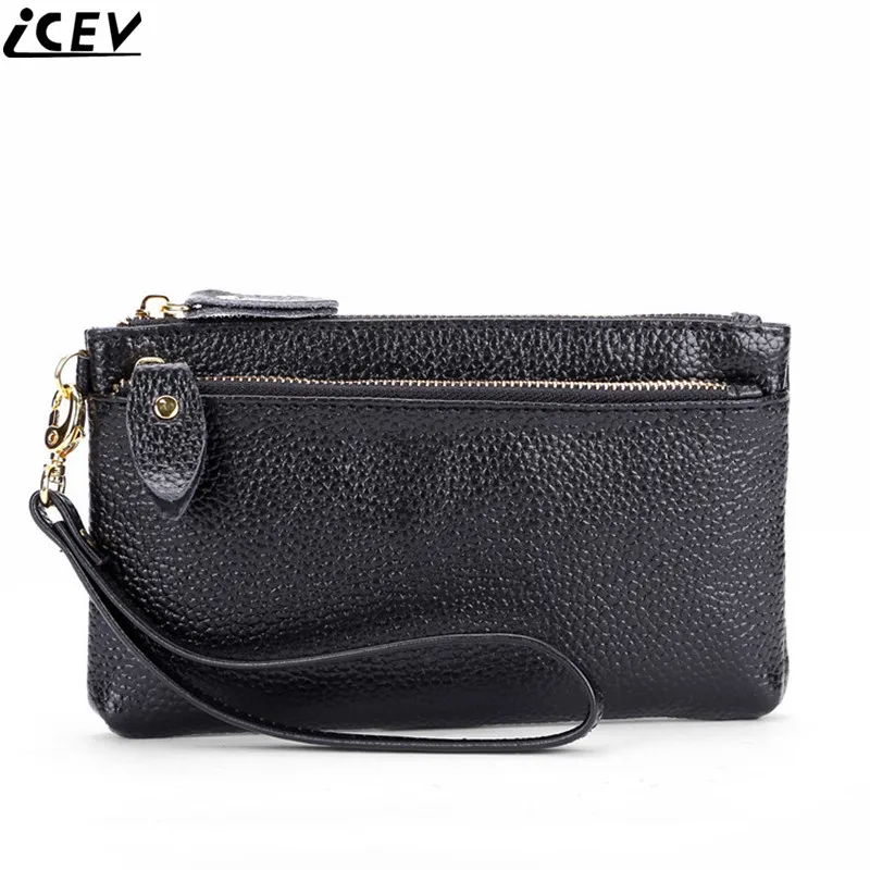 Кошелек для монет ICEV из натуральной коровьей кожи на молнии с отделением