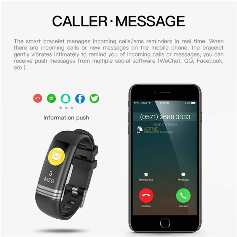 0.96'' Color Screen Sports Smart Band 24H Heart Rate Monitor Fitness Tracker Bracelet Wterproof Wristband Men Watches for xiaomi |