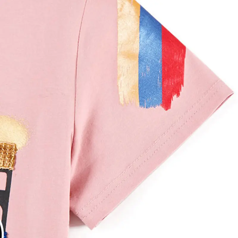 Блестящая футболка женская 2018 летняя с буквенным принтом Femenina топы футболки Femme