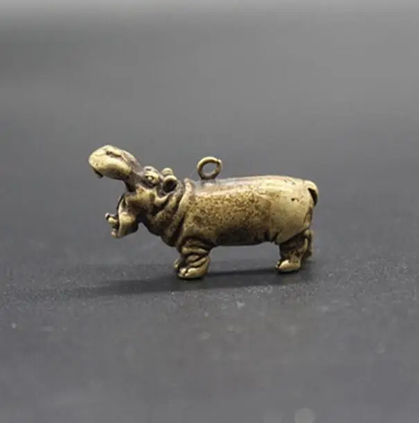 Copper Statue Chinese Pure brass hippopotamus small pendant | Дом и сад