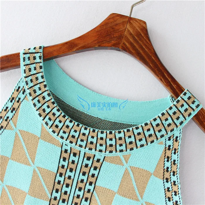 2019 Лето ледяной шелк темперамент дамы Отдых хит цвет геометрические решетки