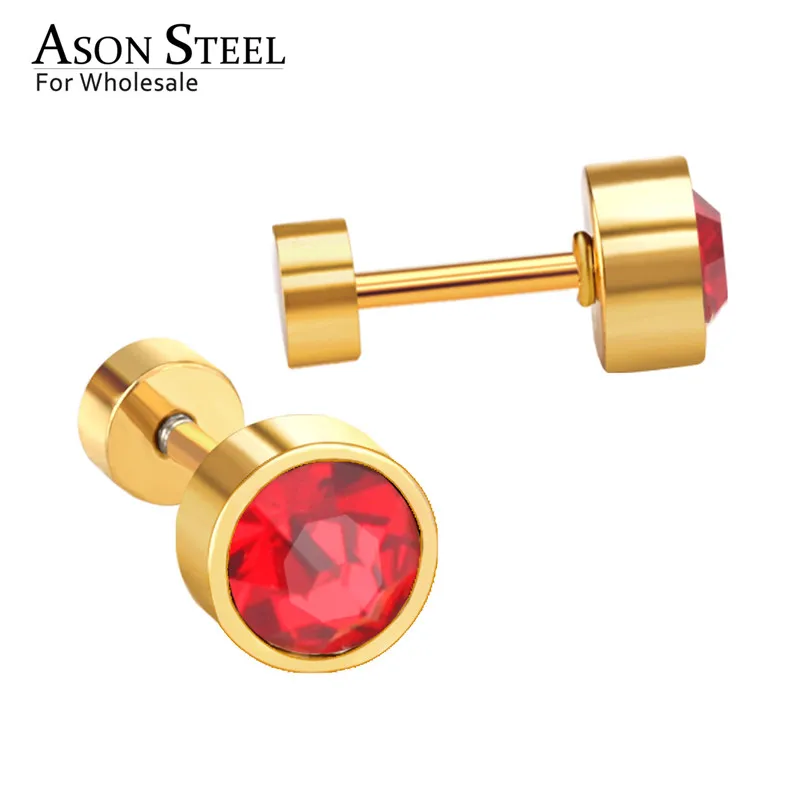ASONSTEEL 12pairs/lot 3mm/5mm Round CZ Earring Trendy Style Stainless Steel Gold/Silver Color Screw Stud Fashion Jewelry | Украшения и