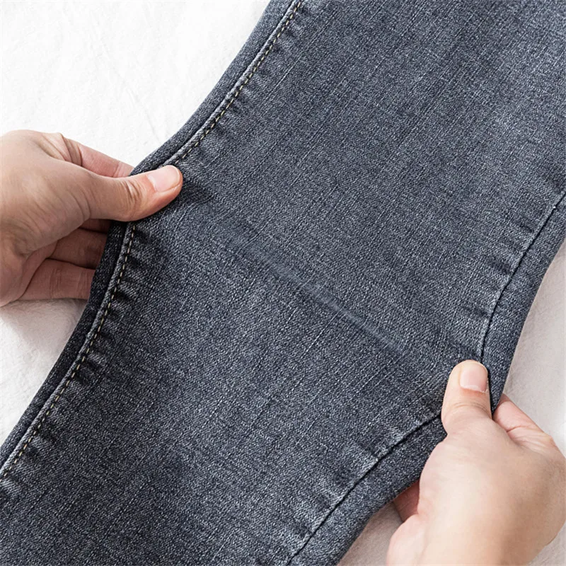 Женские джинсы стрейч JUJULAND синие с завышенной талией и пуговицами полная длина