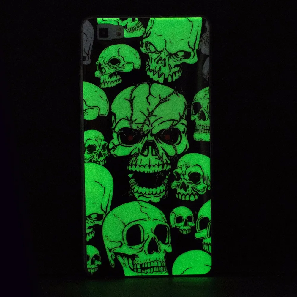 Световой Мягкие TPU Case For Huawei P8 Lite Прозрачный Цветок Жираф Бабочка Череп Крышка Для