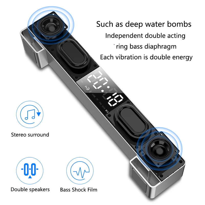M05 Hi Fi Bluetooth Динамик Портативный FM радио Светодиодный дисплей беспроводной