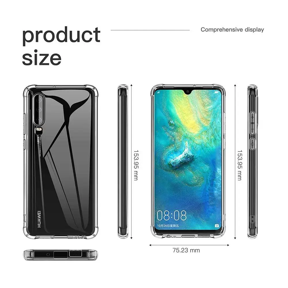 Anti Scratch Shock Absorption High Transparent TPU Phone Case with Protective For Huawei P30 Pro Clear |