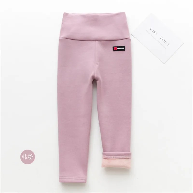 Highwaist Pink От 3 до 8 лет, штаны для девочек зимние леггинсы для девочек бархатные теплые детские узкие штаны детские штаны плотные осенние детские длинные штаны - Цвет: Highwaist Pink