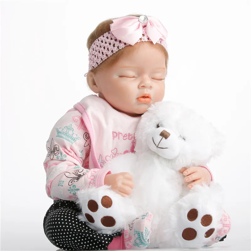 SanyDoll 22 дюйма 55 см силиконовые куклы для новорожденных Реалистичная кукла черно
