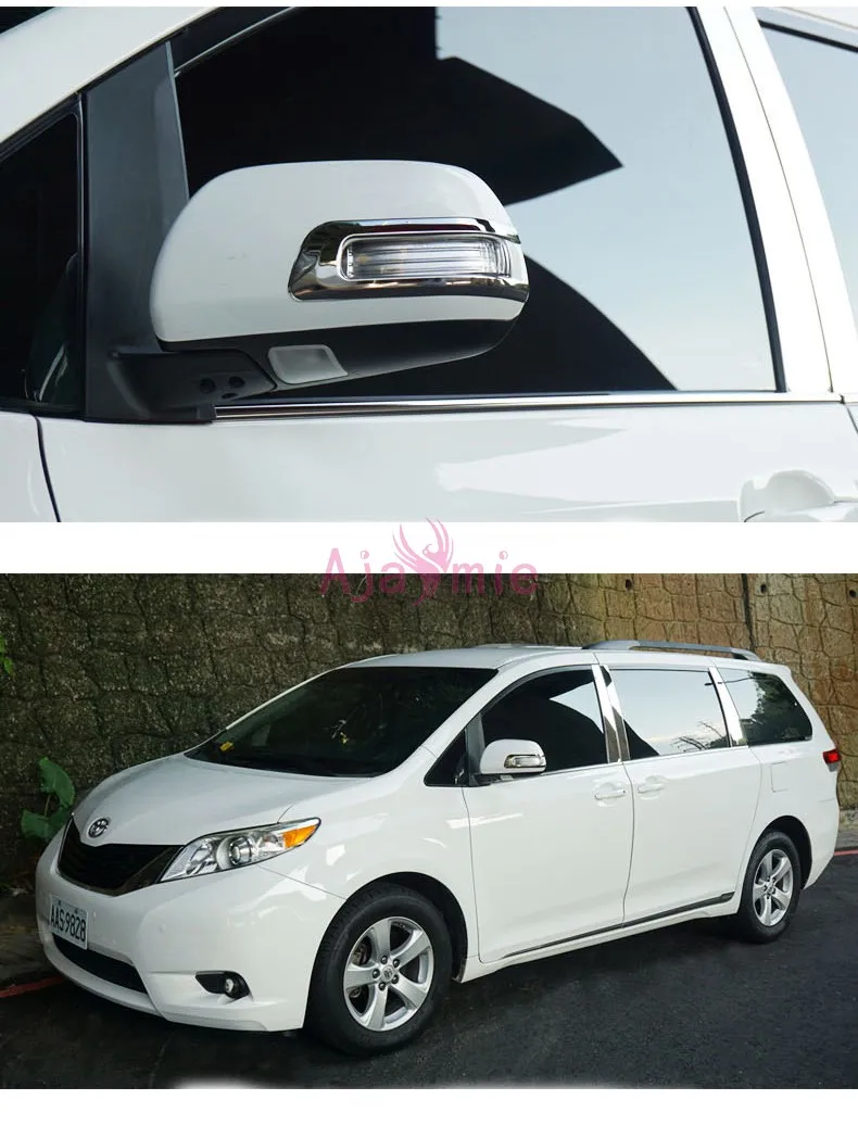 Хромированный автомобильный Стайлинг, крышка зеркала заднего вида, накладка, отделка ABS 2011- для Toyota Sienna, аксессуары