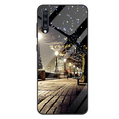 Для samsung galaxy A50 A5050 чехол звездное небо закаленное стекло+ ТПУ Край тонкий Жесткий задний Чехол A505F 6," бампер чехол для телефона s - Цвет: A14