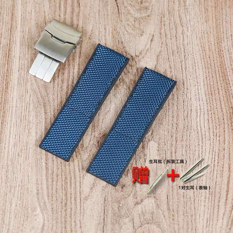blue black line Мужские аксессуары для часов резиновый ремешок для Breitling ремешок мстители Супер морской серии нейлон парус ремешок 22 мм 24 мм - Цвет ремешка: blue black line