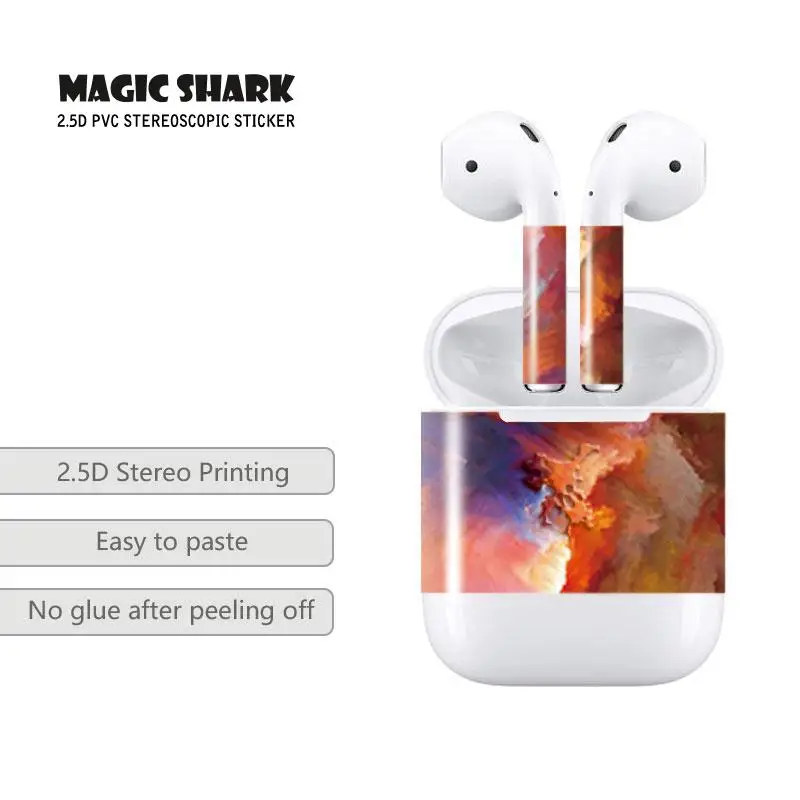Волшебная Акула цветок текстура дизайн для Apple Airpods шкуры всего тела Защитная