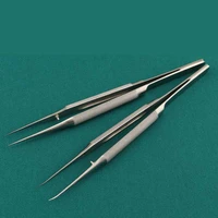 stainless steel microscopic tweezers surgical ophthalmic instruments surgical tools round handle straight elbow 0 15mm pointed