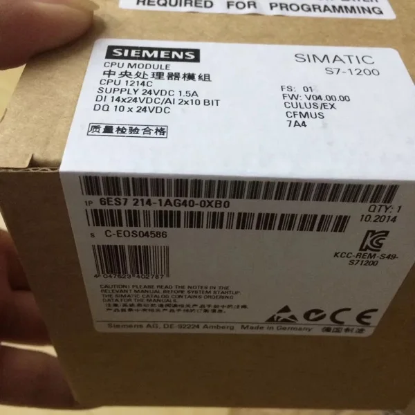 6ES7214-1AG40-0XB0 новый оригинальный с посылка кой |
