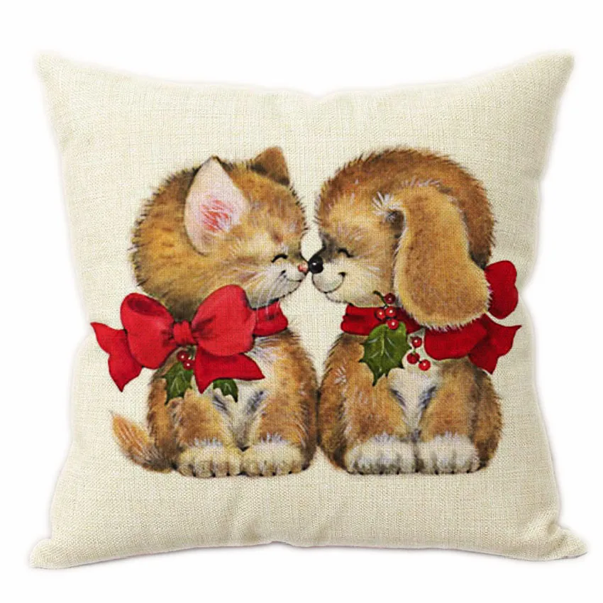 Очаровательные Детские Рождественские декоративные подушки для чтения кошек и
