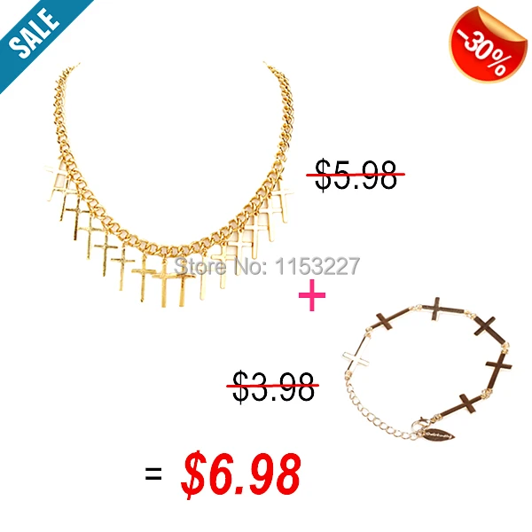 Монограмма золотого цвета сплав цепочка крест подвеска чокеры ожерелье новый