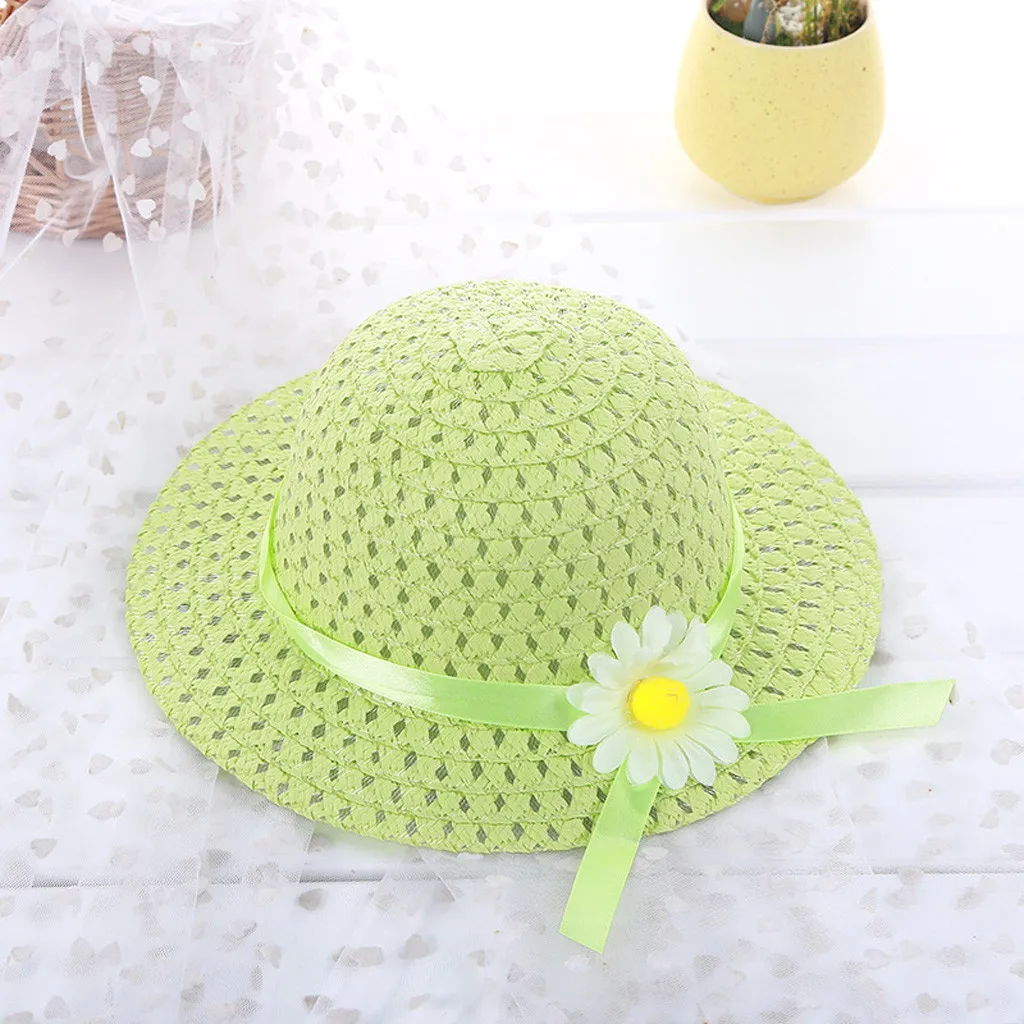 Summer Baby Kids Girl Floral Flower Straw Sun Hat Beach Hats For 1-6 Years Fashion | Детская одежда и обувь