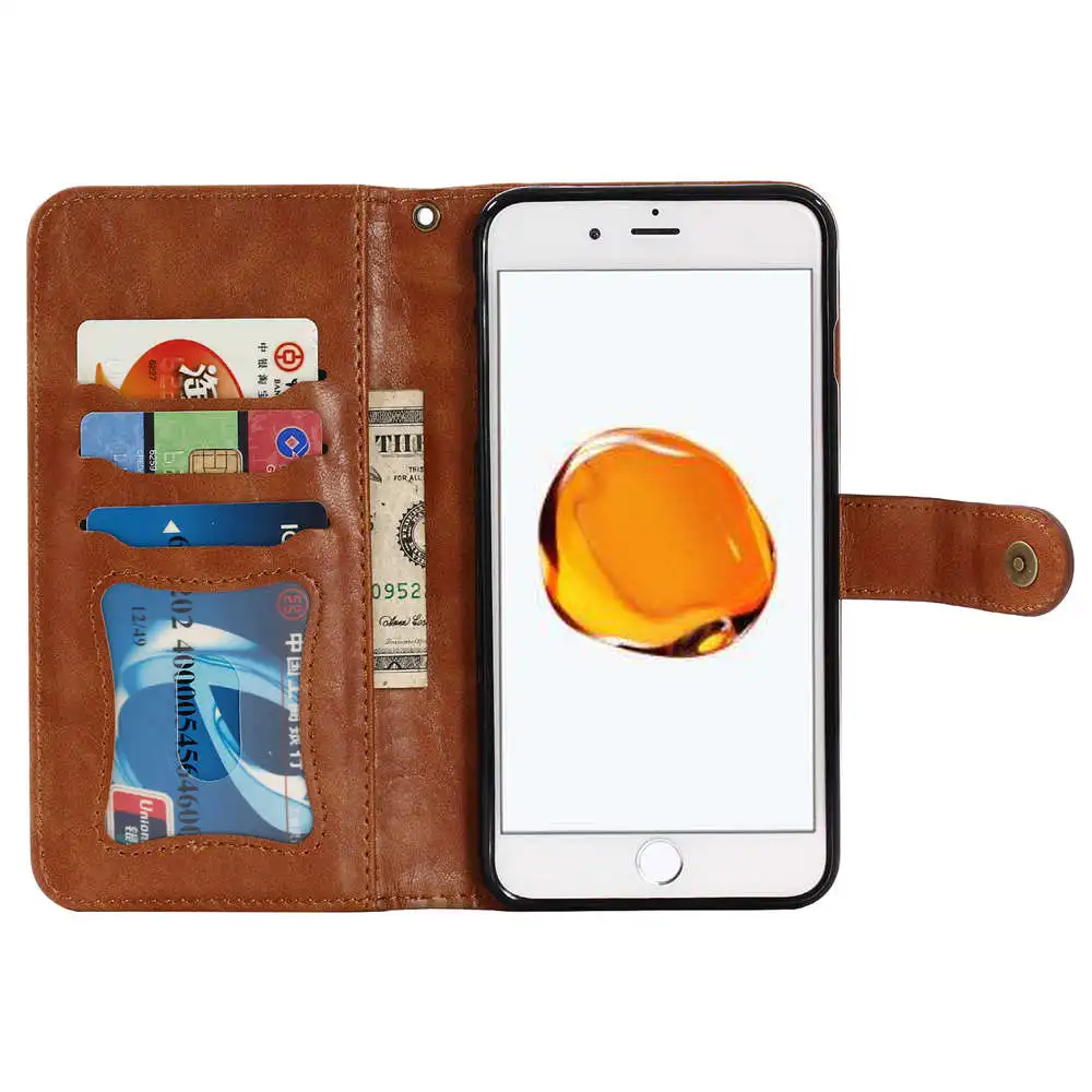 Магнитный Флип-кейс для iPhone 6 6S 7 8 Plus из искусственной кожи съемный кошелек