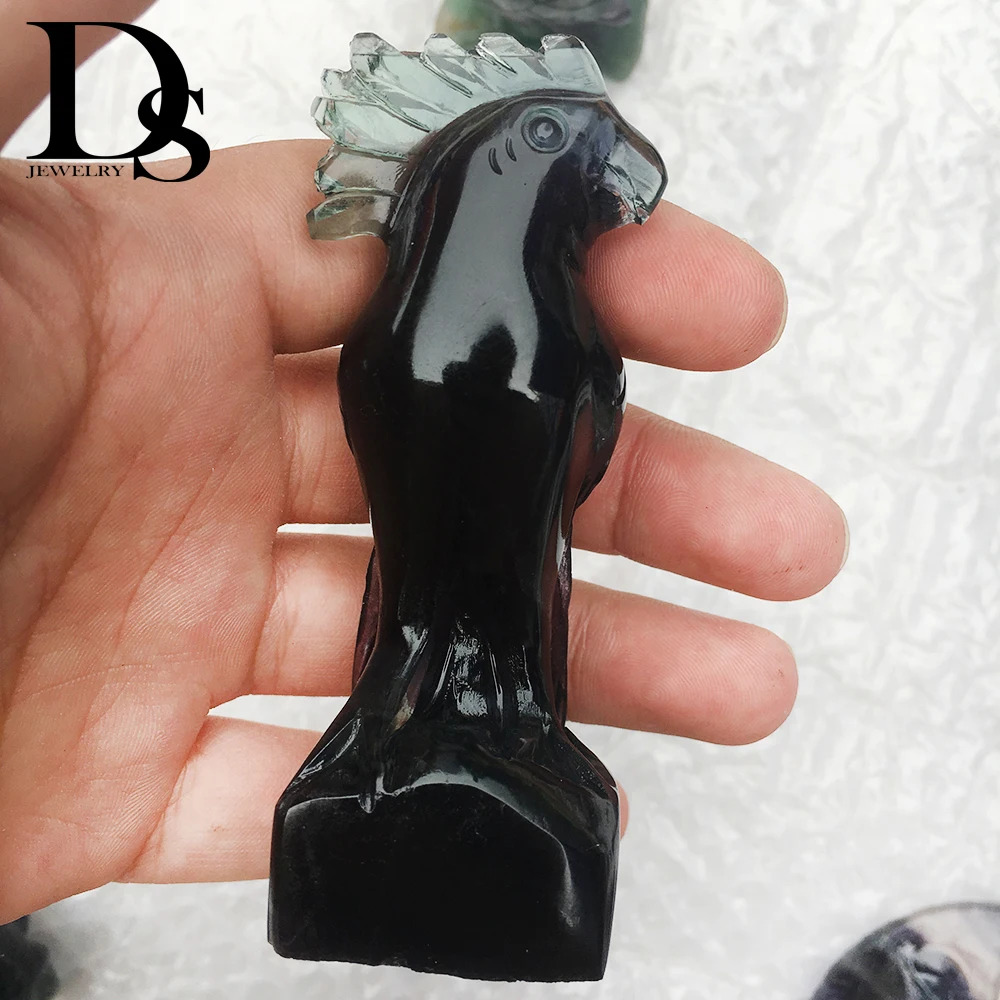 3 &quotвысокое качество полировка натуральный Радужный флюорит фигурка попугая