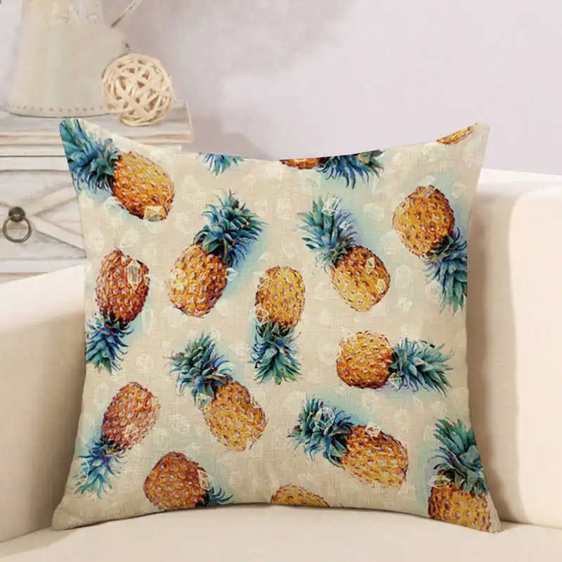 Фруктовая декоративная наволочка ананас льняная | Дом и сад
