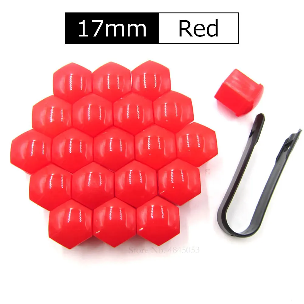 17mm-red 17 мм 19 мм 21 мм автомобильные универсальные колесные гайка с болтом крышка головки Защитная крышка болта s наружное украшение защита болтов обода 20 шт - Цвет: 17mm-red