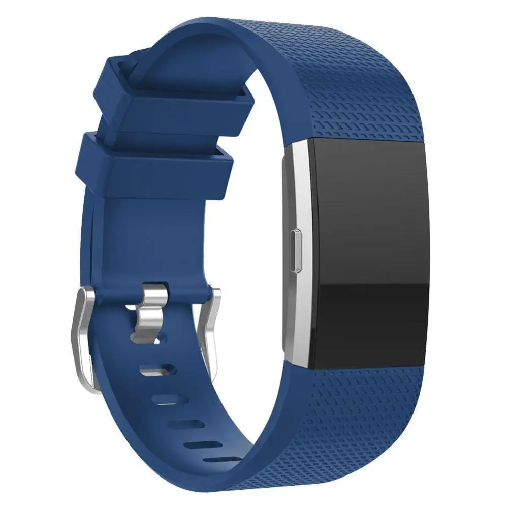 Navy Мягкие сменный силиконовый ремень для FitBit Charge 2 сердечного ритма Смарт Браслет часы полосы - Цвет: Navy