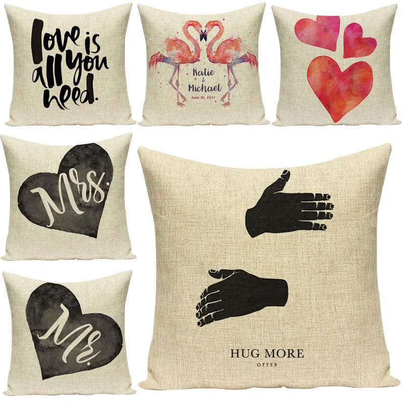 Наволочка для подушки в скандинавском стиле с принтом Любовь и влюбленные