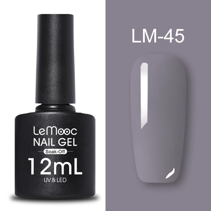 LM-45 LEMOOC, 12 мл, Гель-лак для ногтей, гибридный лак, все для маникюра, блеск для ногтей, верхнее Базовое покрытие, UV Vernis, Полупостоянный лак для ногтей - Цвет: LM-45