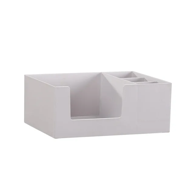 top gray GOONBQ, 1 шт., 2 слоя, мульти-сетка, большая емкость, органайзер для макияжа, стол, ванная комната, косметический чехол для хранения, Офисная коробка, настольное хранение - Цвет: top gray