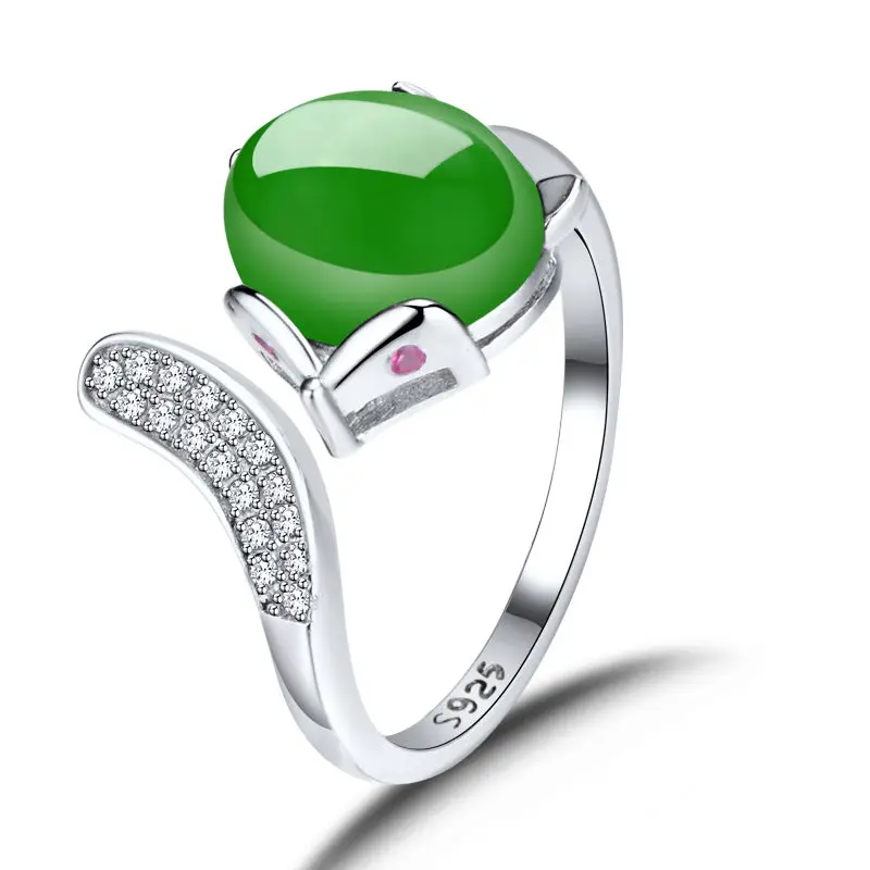 Jade Ring 925 Silver Women jade Fine Jewelry Handmade Rings With Big Stones green Stone rings | Украшения и аксессуары