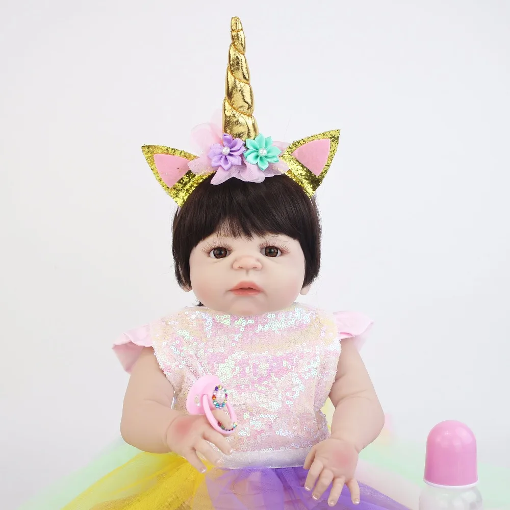 55 см всего тела силикона Reborn Baby Doll мягкий винил Новорожденный ребенок платье