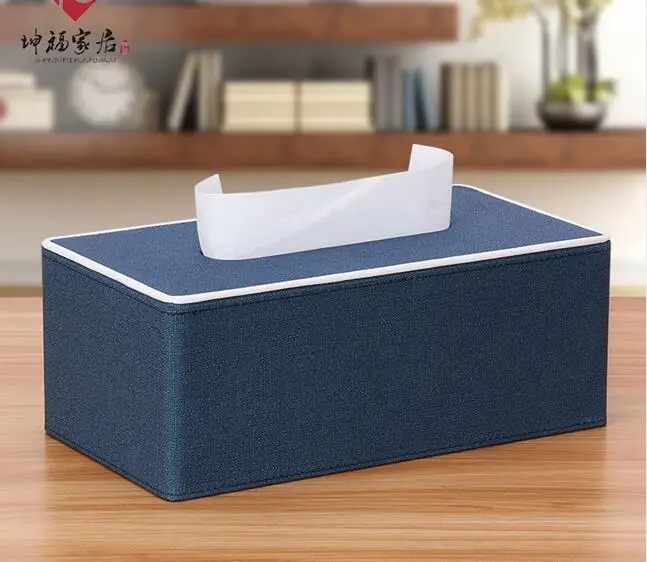 large blue Высококачественный pu кожаный держатель для бумажных полотенец pu кожаные коробки для салфеток Авто Декор для интерьера чехол для полотенец органайзер для носового платка - Цвет: large blue