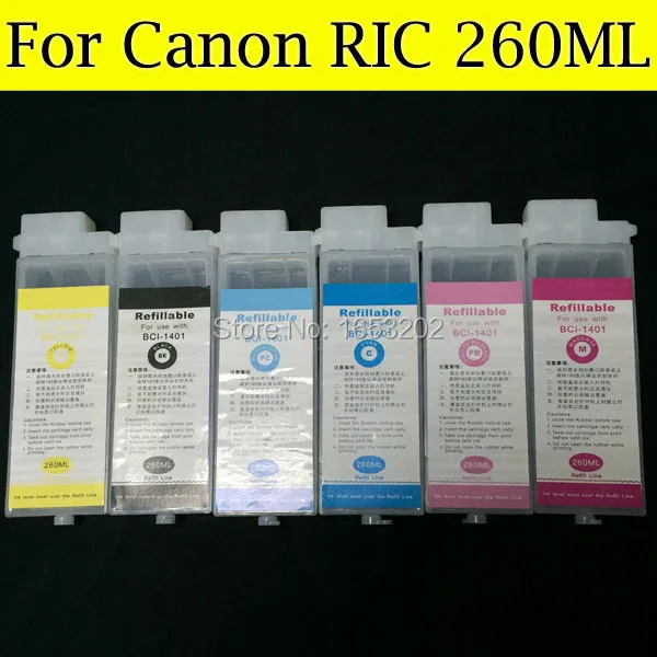 

6 Color Compatible Ink Cartridge For Canon BCI 1431 BCI 1451 Tinta Use For Canon W6400 W6200 W7250 6200 With Compatible Chips