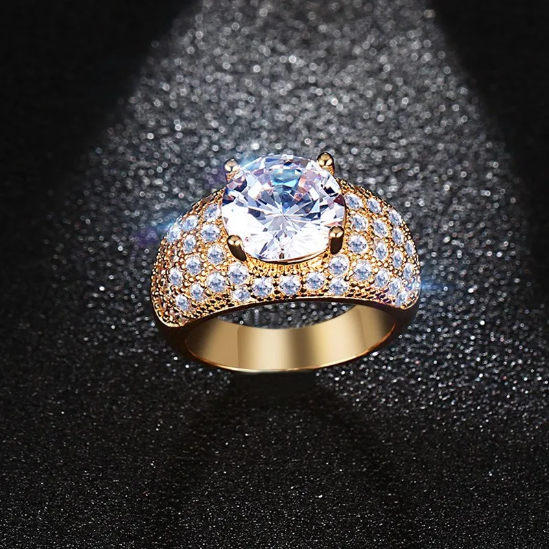 Женское Винтажное кольцо с фианитом золотистого цвета|finger ring|rings for women weddingrings |