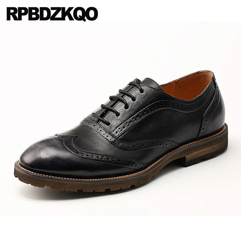 Оксфорды wingtip мужские из натуральной воловьей кожи официальные Туфли броги на