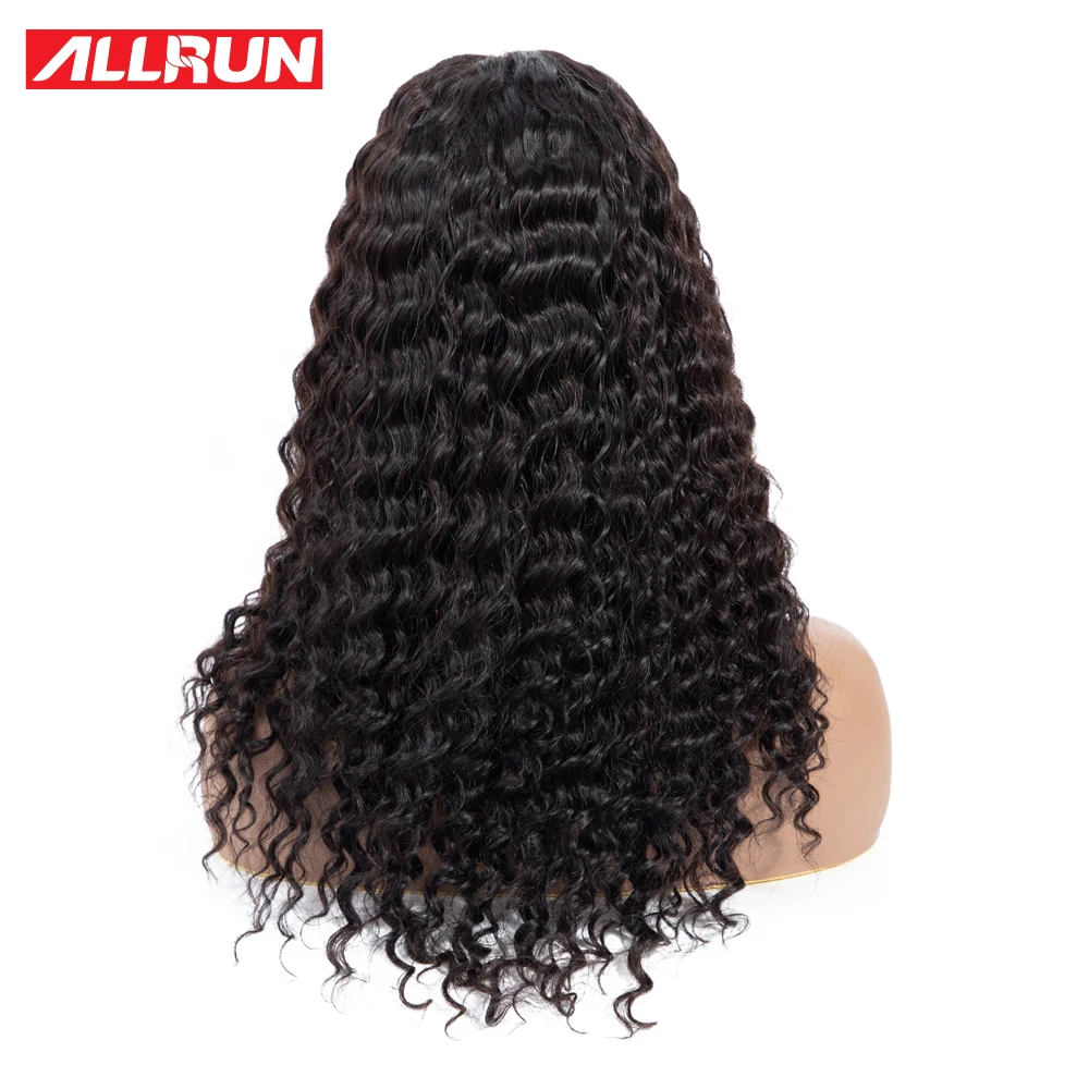 Allrun парик с глубокой волной бесклеевая кружевная передняя часть человеческие