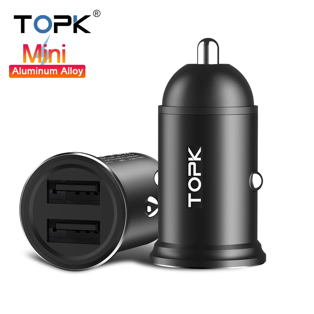 Автомобильное зарядное устройство TOPK Mini с двумя USB-портами 3 1 А | Мобильные