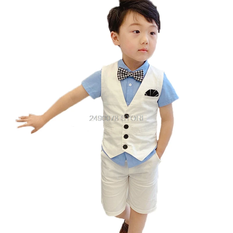 Летние торжественные костюмы для мальчиков комплект из 2 предметов: жилет + шорты