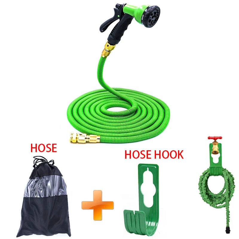High-quality Green1 2019NEW 25Ft-200Ft ЕС садовый удлиняющийся шланг волшебный гибкий шланг для воды пластиковые шланги трубы с распылителем полива, автомойка - Цвет: High-quality Green1